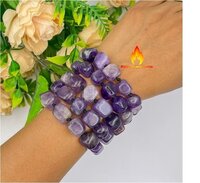 Round Amethyst Tumble Bead  Adjustable Bracelet