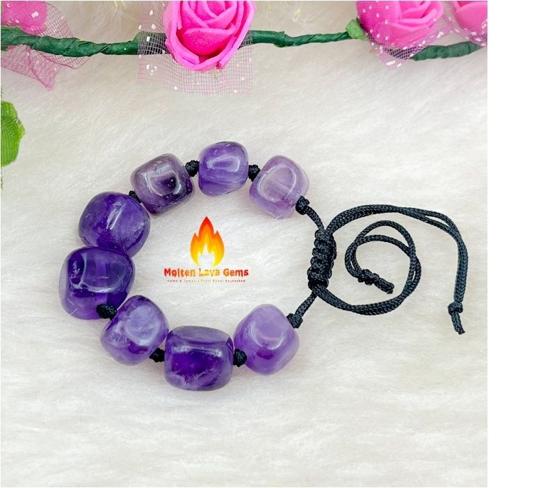 Amethyst Tumble Bead  Adjustable Bracelet