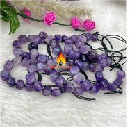 Amethyst Tumble Bead  Adjustable Bracelet