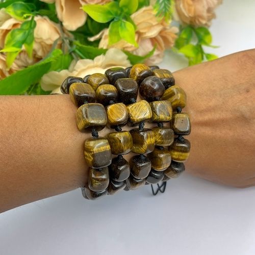 Round Tiger Eye Tumble  Bead  Adjustable Bracelet