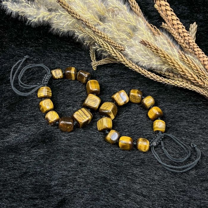 Tiger Eye Tumble  Bead  Adjustable Bracelet