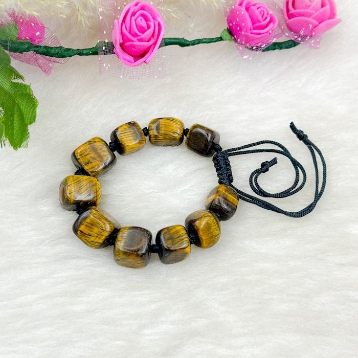 Tiger Eye Tumble  Bead  Adjustable Bracelet