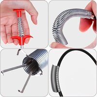 Stainless Steel Hair Catching Claw Drain Sewer Cleaner Spring Wire Sink Pipe Dredge Cleaning Stick Drain Plunger Unblocked Kitchen Bath Basin