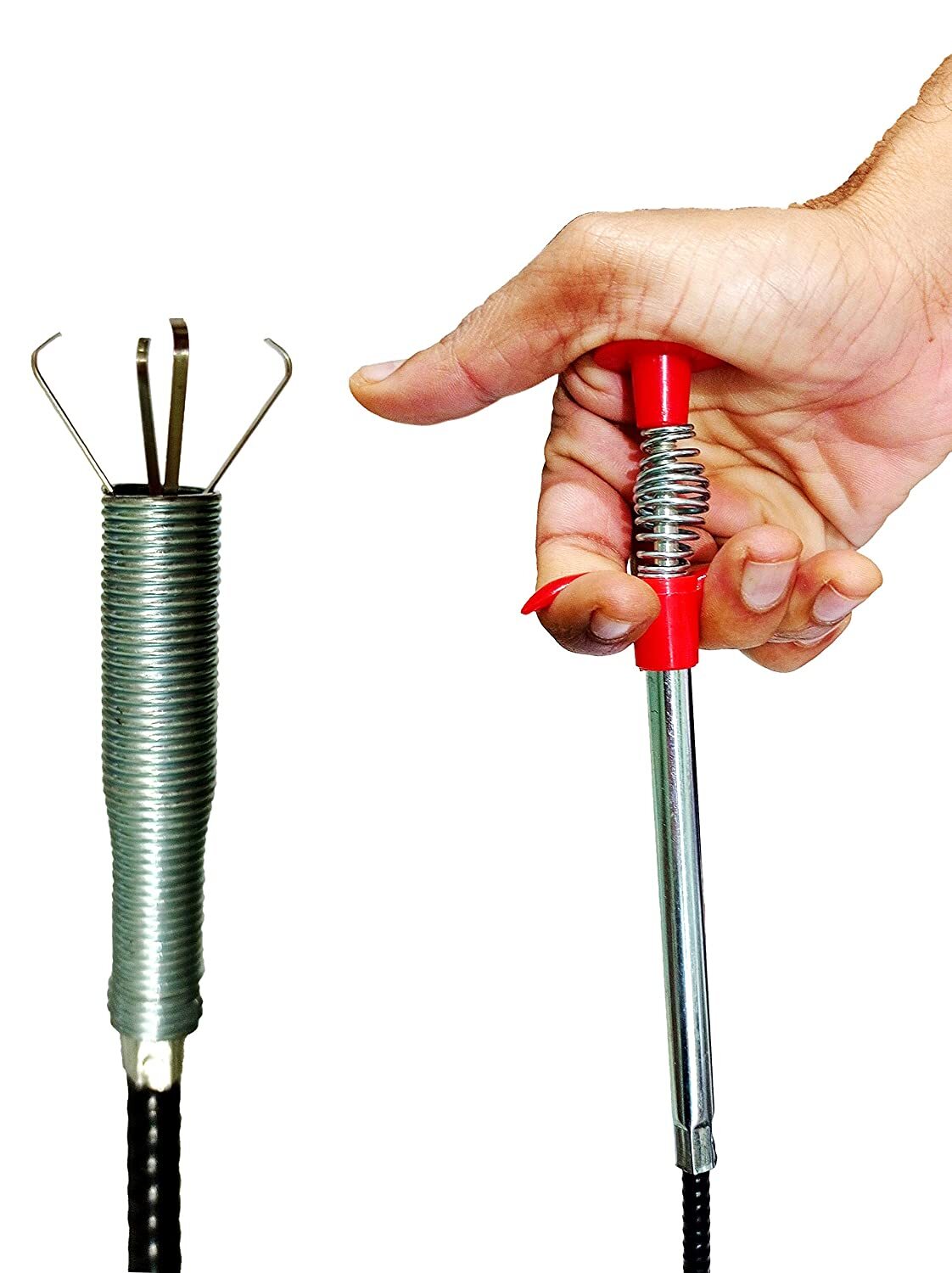 Stainless Steel Hair Catching Claw Drain Sewer Cleaner Spring Wire Sink Pipe Dredge Cleaning Stick Drain Plunger Unblocked Kitchen Bath Basin