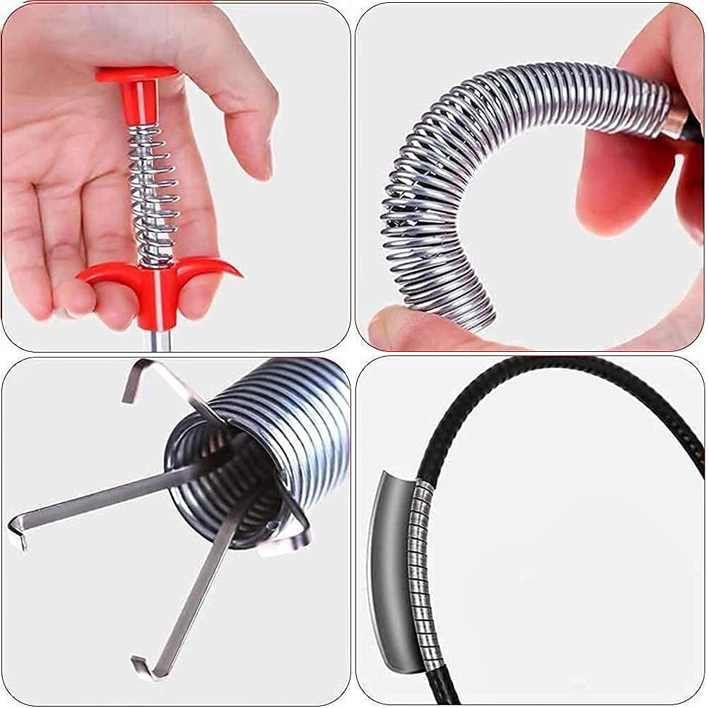 Stainless Steel Hair Catching Claw Drain Sewer Cleaner Spring Wire Sink Pipe Dredge Cleaning Stick Drain Plunger Unblocked Kitchen Bath Basin