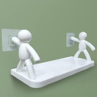 Wall Hanging Human Hook Rack For Bathroom Storage And Kitchen Storage Floating Wall Ledge Shelf Simple Wall For Home Office Shelves