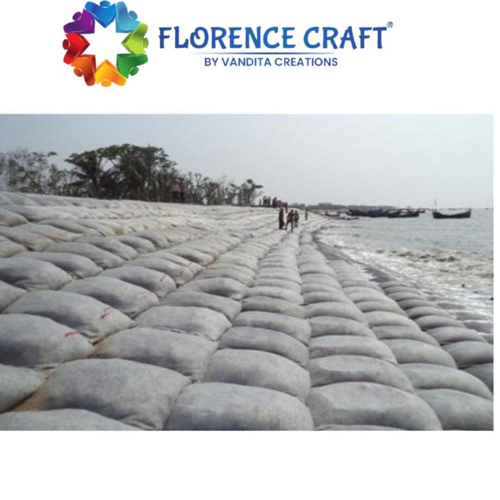 Non Woven Geo Bag - Biodegradable Polyester, 0.8 x 1.25 Meters, White Color | 20 KG Capacity, Customizable Size & Weight, Durable Industrial Solution