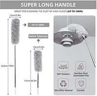 Microfiber Feather Duster Bendable and Extendable Fan Cleaning Duster with 100 inches Expandable Pole Handle Washable Duster for High Ceiling Fans and Windows