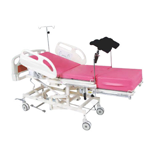 Pink Hydraulic Labour Delivery Room Bed