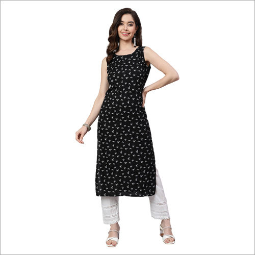 Washable Black Printed Kurti