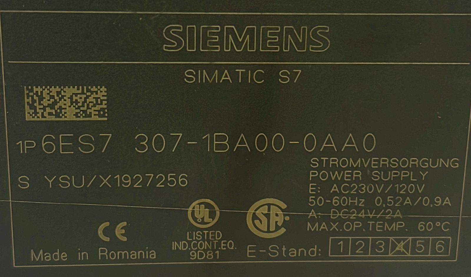 SIEMENS  MODULE 6ES7307-1BA00-0AA0