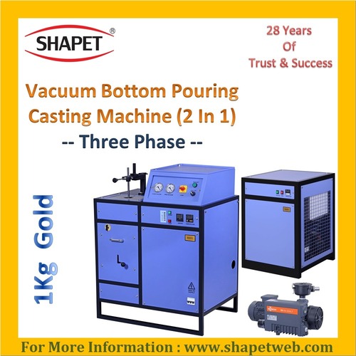 1Kg Gold Vacuum Bottom Pouring Casting Machine - Three Phase