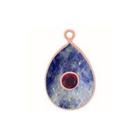 Lapis lazuli Gemstone Oval Gold Vermeil Double Stone Bezel Set Charm