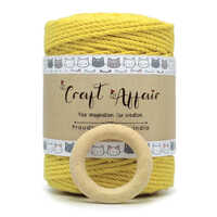 3 Ply Twisted Organic Cotton Cord - Round, Yellow | Soft, Lightweight, Quick Dry, Fast Colors