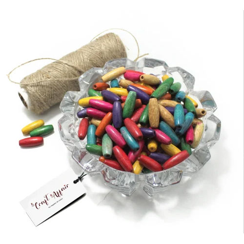 Multicolor Wooden Cylindrical Beads