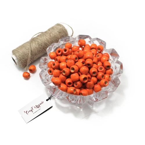 Colorful Orange Wooden Beads