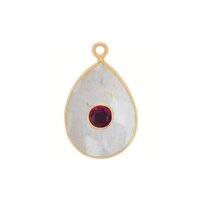 Rainbow Moonstone Gemstone Oval Gold Vermeil Double Stone Bezel Set Charm Size: 15x10mm