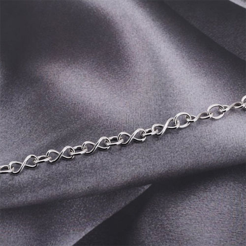 Hand Made Infinity Link Chain Silver Bracelet