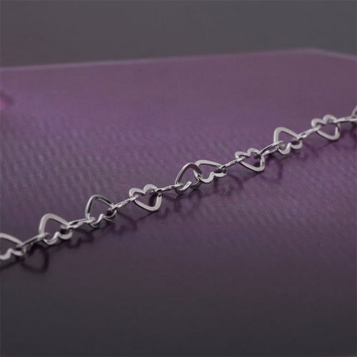 Interlinked Open Heart Silver Anklet