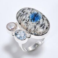 925 Sterling Silver Three Stone Ring Size US 7 Crazy Lace Agate Amethyst Gemstone Girls Fashion Rings Exporter