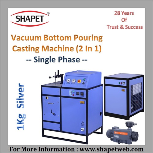 1Kg Silver Vacuum Bottom Pouring Casting Machine - Single Phase