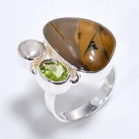 925 Sterling Silver Ring Size US 7 Seraphinite Peridot Gemstone ring women Fashion Ring Supplier