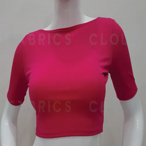 Stretchable Sleeve Blouse Croptop (Front-Boat Neck and Back-Round Neck) - Fabric: Micro Fiber & Spandex, Sizes: S-3XL, Color: Pink, Features: 4 Way Stretchable, Dry Fit & Breathable