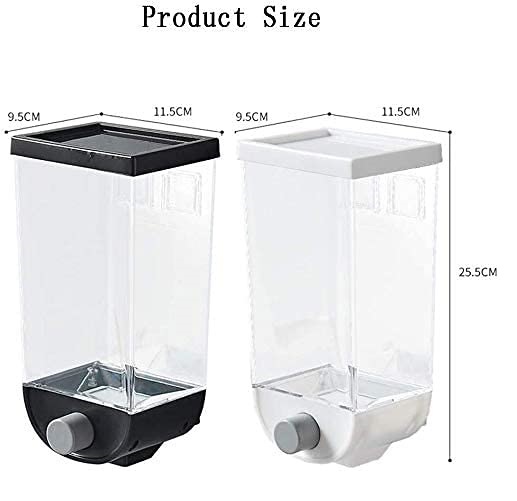 Wall Mounted Plastic Dry Food Rice Grains Cereal Storage Push Button Dispenser Jar for Home and Kitchen