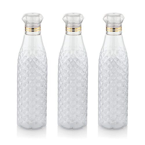 Diamond Plastic Unbreakable Fridge Water Bottle for Office Sports School Travelling Gym Yoga BPA And Leak Free Clear set of 3