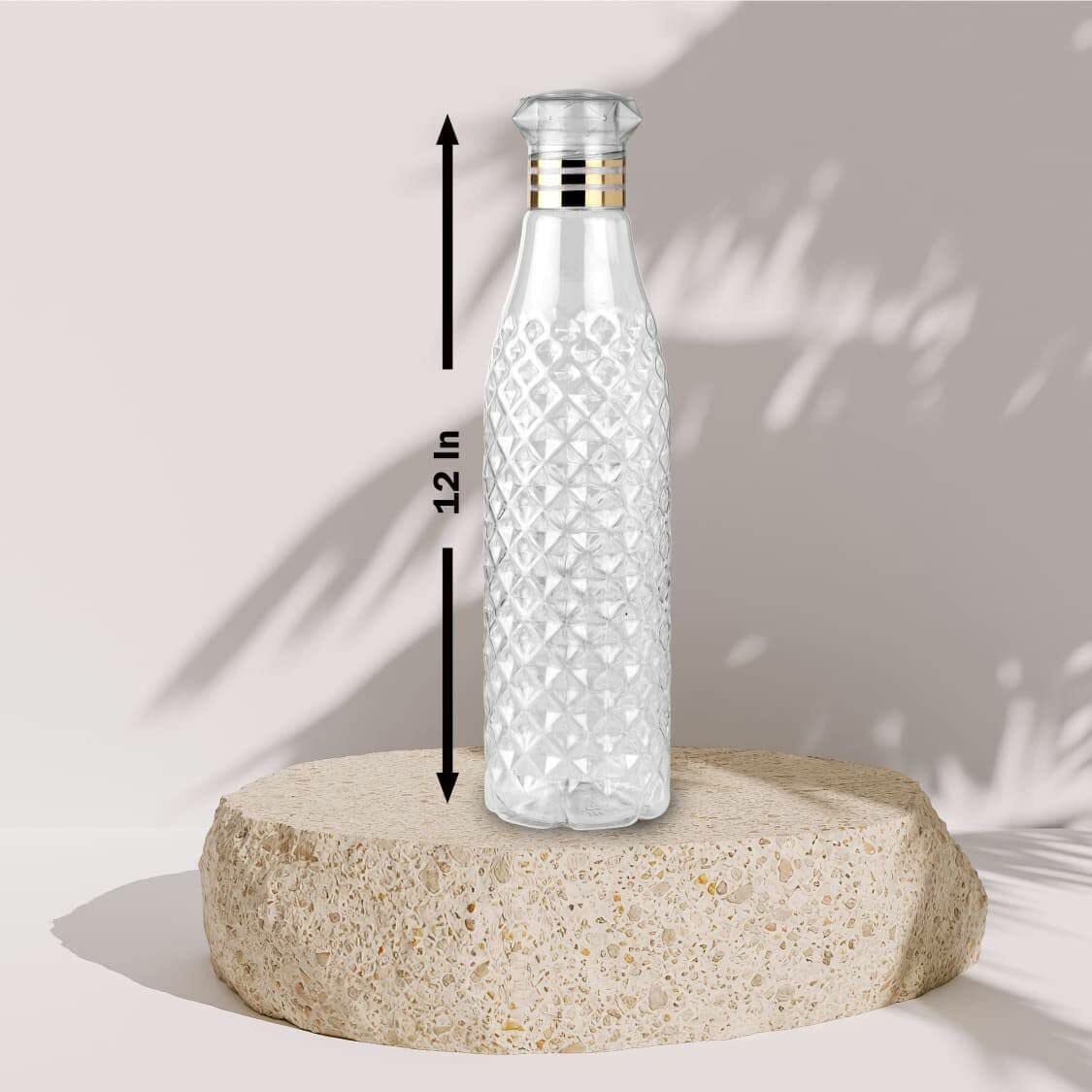 Diamond Plastic Unbreakable Fridge Water Bottle for Office Sports School Travelling Gym Yoga BPA And Leak Free Clear set of 3