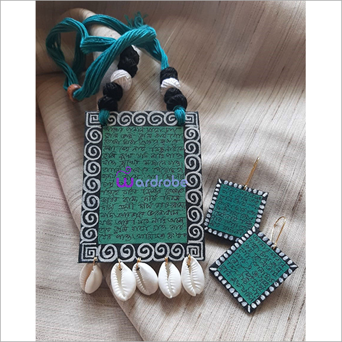 Fj12 Fabric Jewellery Neck Set Drop Earrings