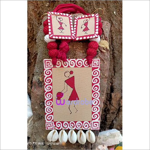 Fj121 Fabric Jewellery Neck Set Drop Earrings
