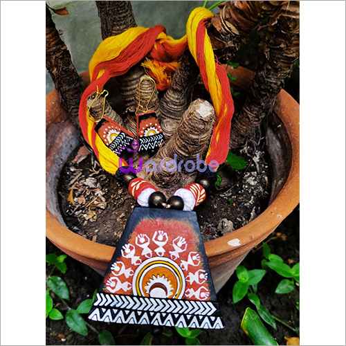 T161 Terracotta Neck Set Pendant Earrings