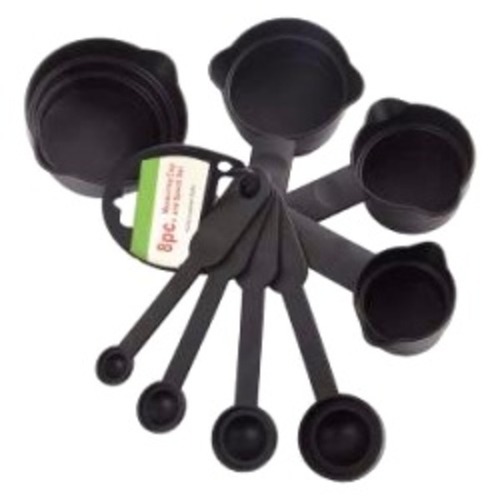 8 Pc Black Measuring Spoon Set