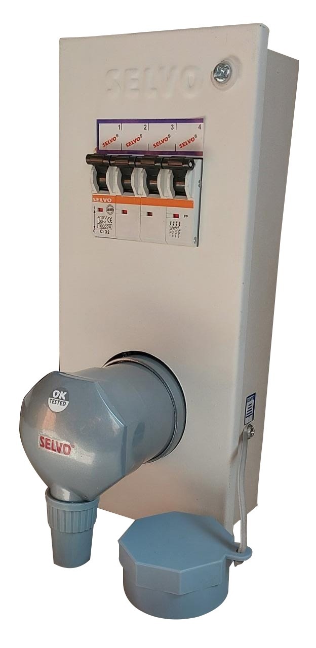 SELVO 30 Amps TPN Distribution Board with Three Pin Metal Clad Industrial Plug and Socket