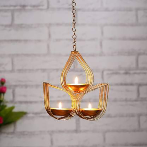 Fluorescent Wall Hanging Gold Tealight Candle Holder