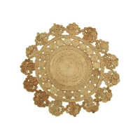 Round Jute Rugs - Jute, Cream, Anti-Slip Latex Backing | Machine Made, Suitable for Door & Outdoor Use, Durable and Non-Slip Design