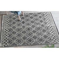 Diama Textured Rugs - Cotton Canvas Latex Backing, Square Shape, Modern Grey Design | Washable For Commercial And Home Use