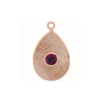 Strawberry Quartz Gemstone Oval Gold Vermeil Double Stone Bezel Set Charm