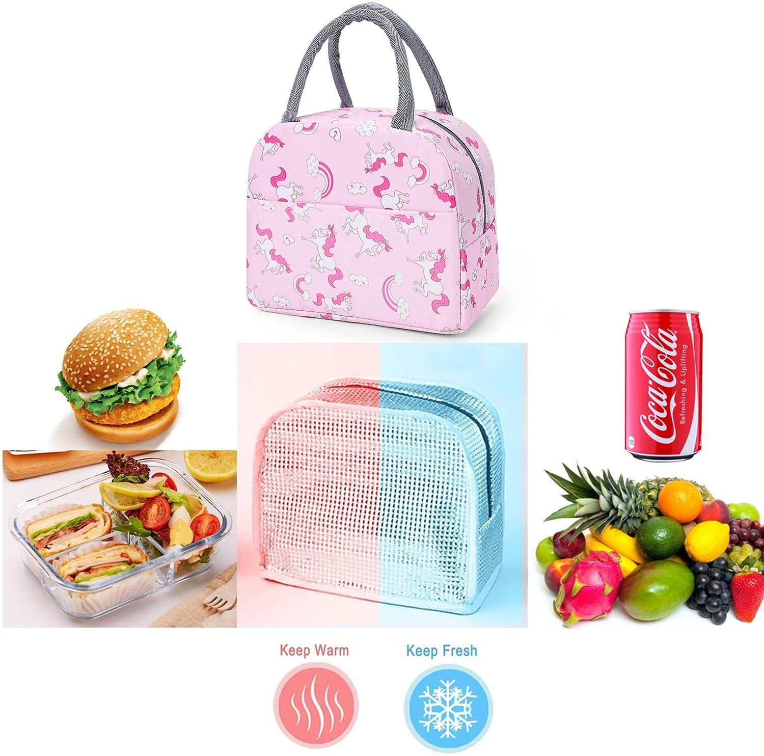 Insulated Lunch Bags for Office Women Student Kids to School Tiffin Lunch Bag for Office College colors as per stock