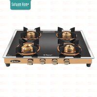 4 Burner Premium Mirror Glass With Rose Gold Mirror Finish Frame Gas Stove