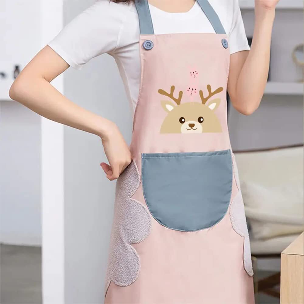 Waterproof Apron With Pockets for Women and Hand Wiping Kitchen Apron Waterproof and Oil proof Kitchen Accessories Items for Home Cooking Fits Men Women Home Restaurant