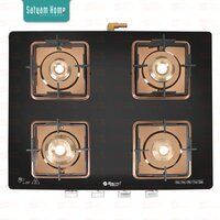 4 Burner Premium Crystal Glass With Rose Gold Mirror Finish Frame Gas Stove