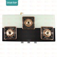 3 Burner Black and White Glass With Rose Gold Mirror Finish Frame - MORPHEUS 3501