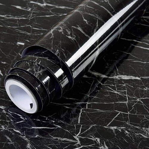 Black Marble Paper Aluminium Foil Stickers Waterproof Sticker Heat Resistant Washable Peel and Stick Aluminum Foil Self Adhesive Oil Proof Waterproof Kitchen Backsplash Wallpaper Stickers