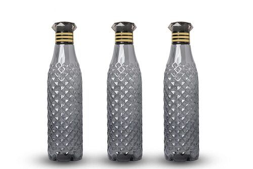 water bottles set of 3 1 liter bottles for fridge Transparent Ideal for kitchen Office Sports School Travelling Gym water bottle with diamond cap water bottle Diamond Black 