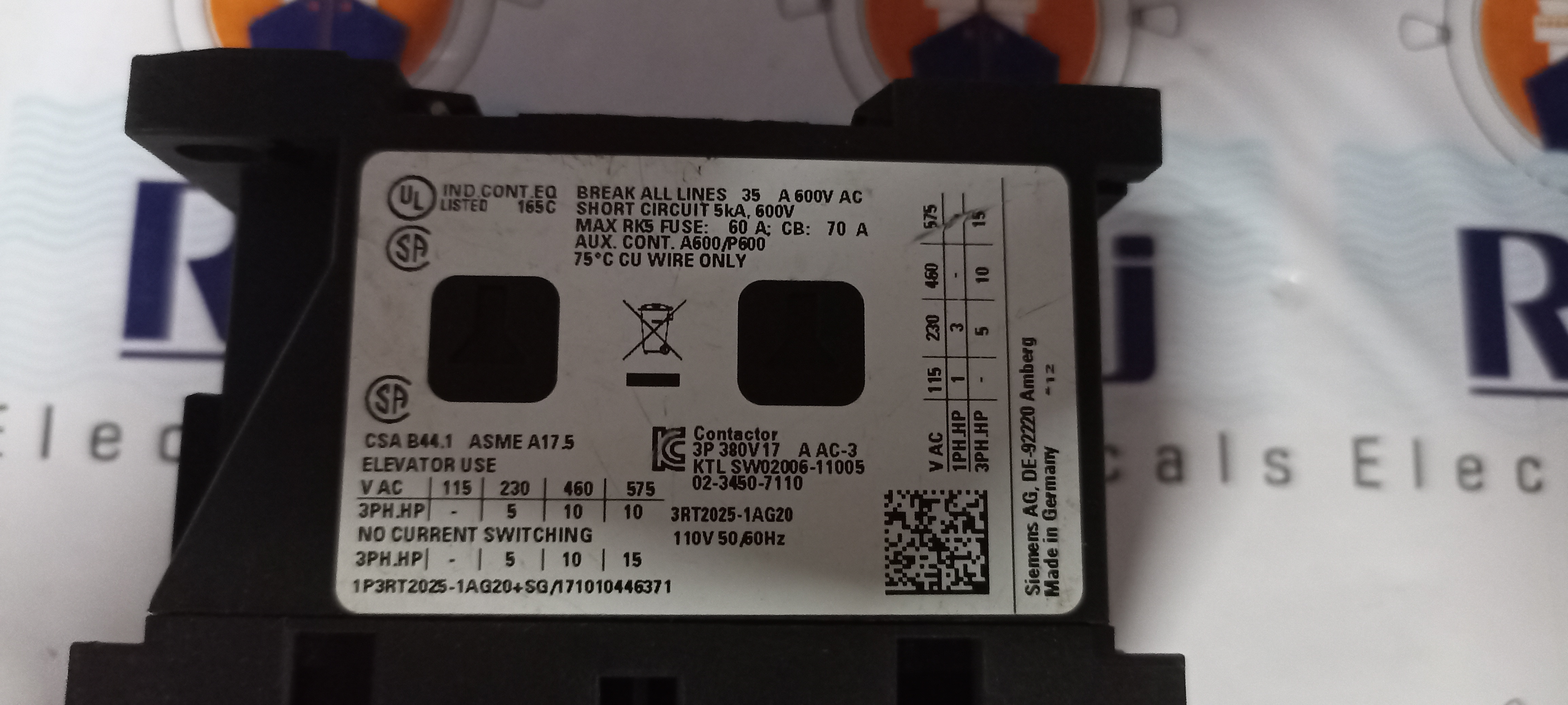 SIEMENS 3RT-2025 CONTACTOR
