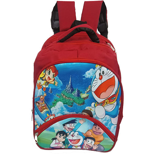 Red Printed Polyester School Backpack