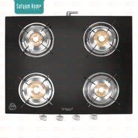 4 Burner Crystal Black Glass With SS Frame (Regular) - Phastos SS 4401