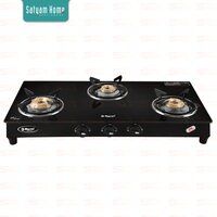 3 Burner Crystal Black Glass With MS Frame (Regular) - Mercury MS 3404